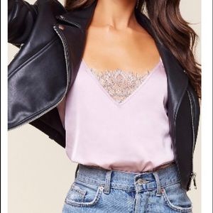 Lilac Satin Lace Trim Cami - NWT